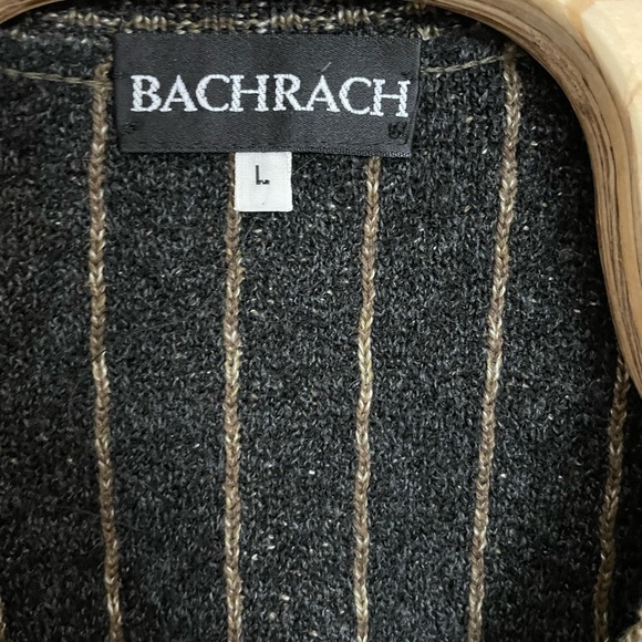 Bachrach Vintage Cardigan Sweater Black Brown Chevron Men’s Large Union Made - Picture 3 of 6